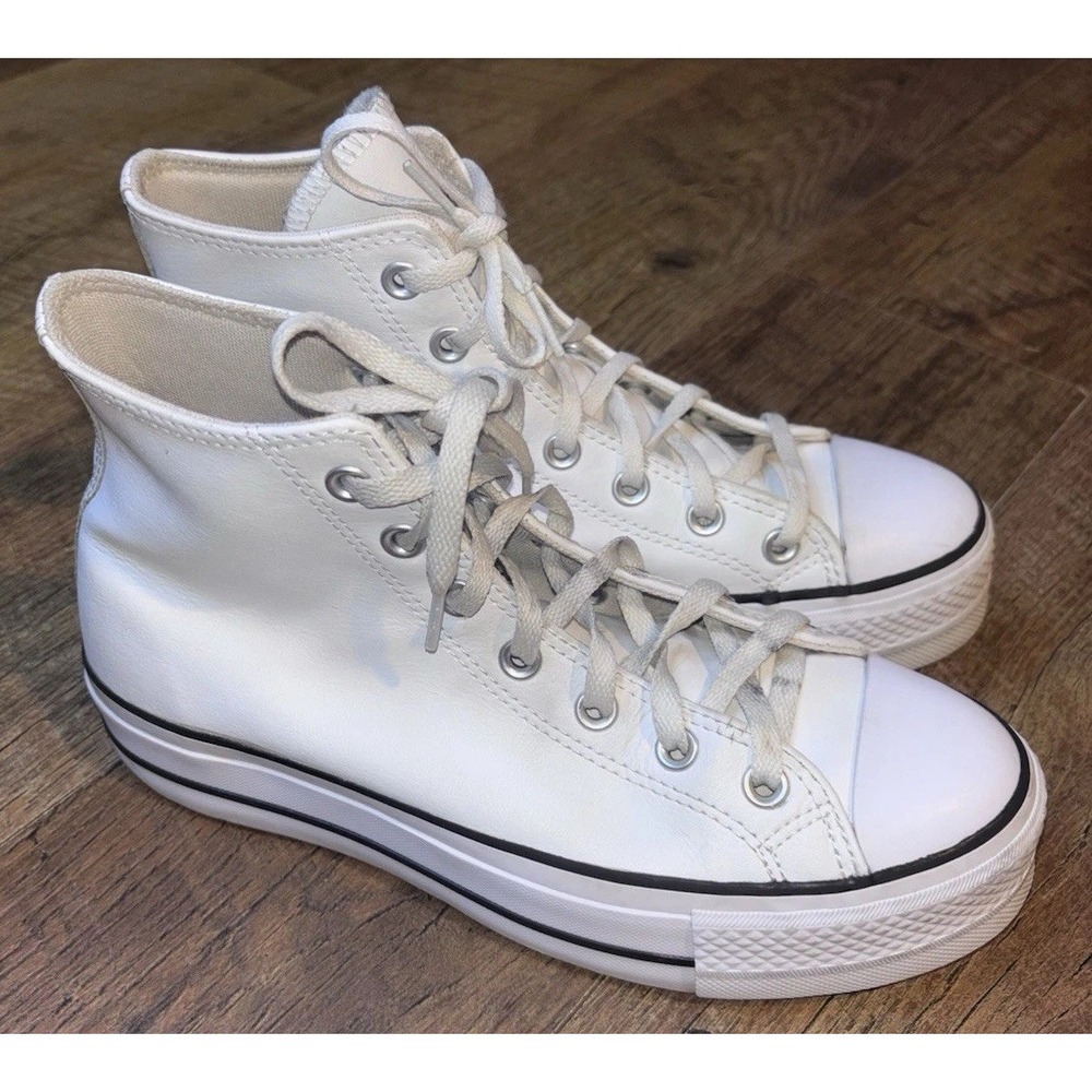 Converse Chuck Taylor All Star Hi Platform High Top Lace Up Canvas White Size 8